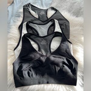 Black, White Gray Sports Bras (set of 3)